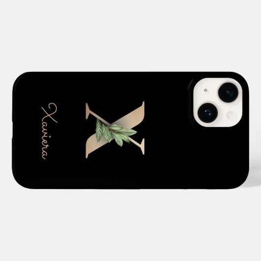 Elegant Botanische monogram Gold Letter X Case-Mate iPhone Case (Achterkant (horizontaal))