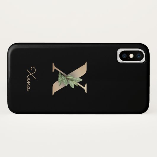 Elegant Botanische monogram Gold Letter X Case-Mate iPhone Case (Achterkant (horizontaal))