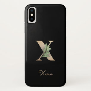 Elegant Botanische monogram Gold Letter X Case-Mate iPhone Case
