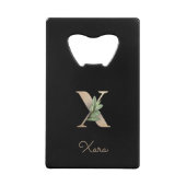 Elegant Botanische monogram Gold Letter X Creditkaart Flessenopener (Voorkant)