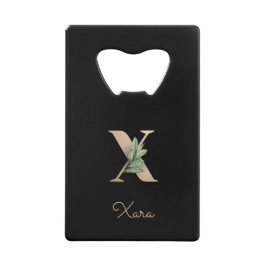 Elegant Botanische monogram Gold Letter X Creditkaart Flessenopener
