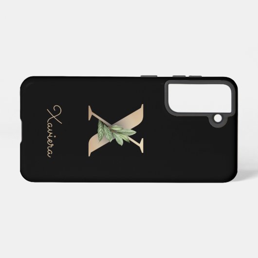 Elegant Botanische monogram Gold Letter X Samsung Galaxy Hoesje (Achterkant horizontaal)