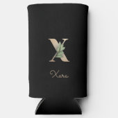 Elegant Botanische monogram Gold Letter X Seltzer Blikjeskoeler (Voorkant)