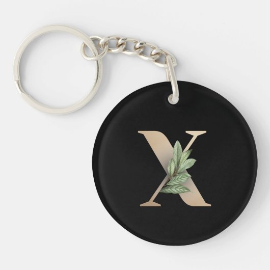 Elegant Botanische monogram Gold Letter X Sleutelhanger (Voorkant)