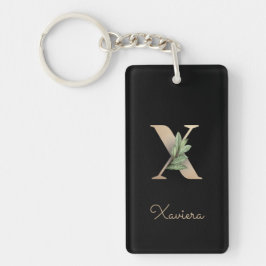 Elegant Botanische monogram Gold Letter X Sleutelhanger