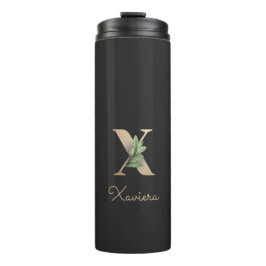 Elegant Botanische monogram Gold Letter X Thermosbeker