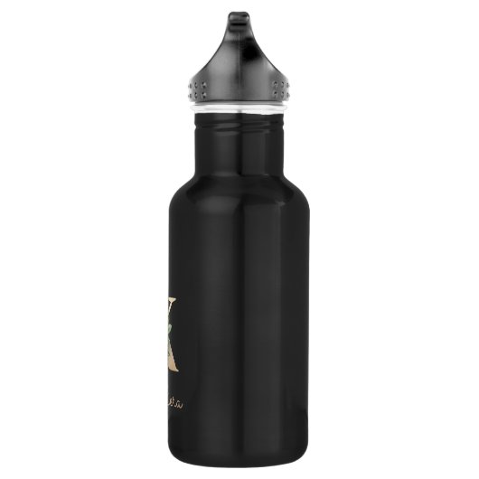 Elegant Botanische monogram Gold Letter X Waterfles (Rechts)