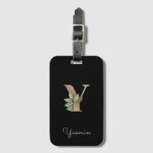 Elegant Botanische monogram Gold Letter Y Bagagelabel (Voorkant (verticaal))
