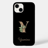 Elegant Botanische monogram Gold Letter Y Case-Mate iPhone Case (Achterkant)