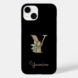 Elegant Botanische monogram Gold Letter Y Case-Mate iPhone 14 Hoesje