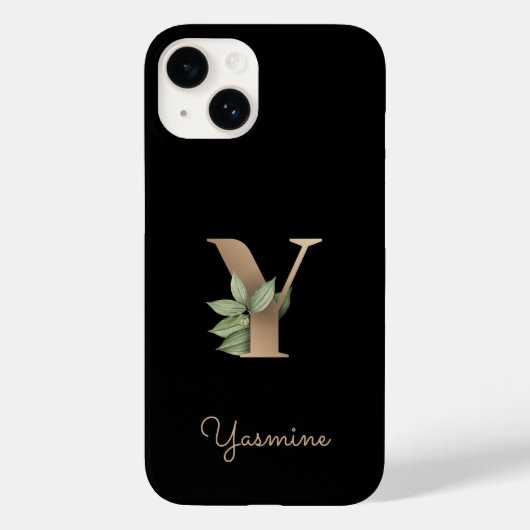 Elegant Botanische monogram Gold Letter Y Case-Mate iPhone Case (Achterkant)