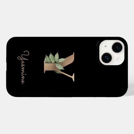 Elegant Botanische monogram Gold Letter Y Case-Mate iPhone Case (Achterkant (horizontaal))