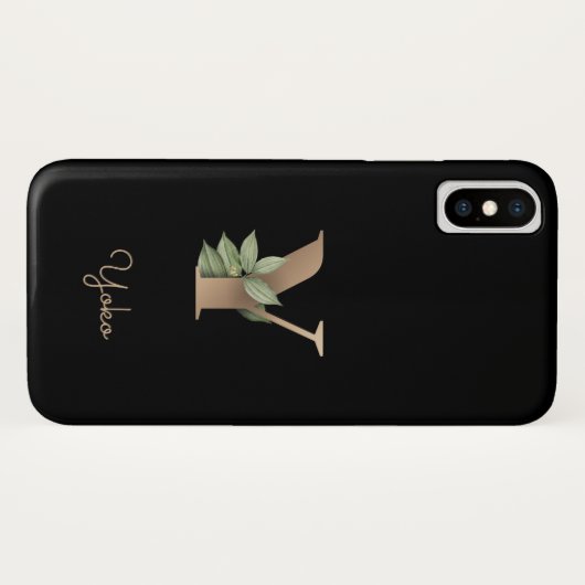 Elegant Botanische monogram Gold Letter Y Case-Mate iPhone Case (Achterkant (horizontaal))