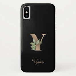 Elegant Botanische monogram Gold Letter Y Case-Mate iPhone Case
