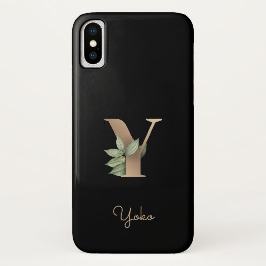 Elegant Botanische monogram Gold Letter Y Case-Mate iPhone Case (Achterkant)