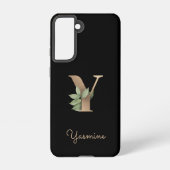 Elegant Botanische monogram Gold Letter Y Samsung Galaxy Hoesje (Achterkant)