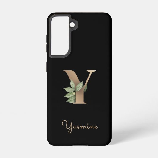Elegant Botanische monogram Gold Letter Y Samsung Galaxy Hoesje (Achterkant)