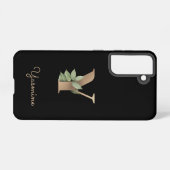 Elegant Botanische monogram Gold Letter Y Samsung Galaxy Hoesje (Achterkant horizontaal)