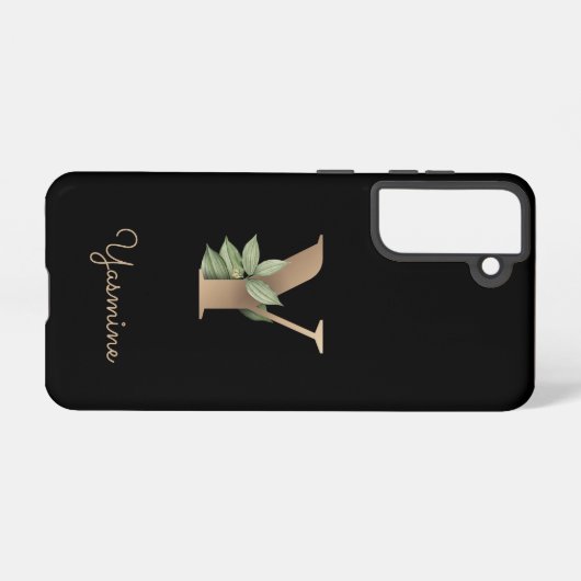 Elegant Botanische monogram Gold Letter Y Samsung Galaxy Hoesje (Achterkant horizontaal)