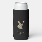 Elegant Botanische monogram Gold Letter Y Seltzer Blikjeskoeler (Seltzer Voorkant)