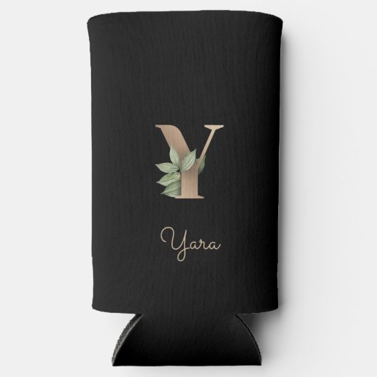 Elegant Botanische monogram Gold Letter Y Seltzer Blikjeskoeler (Voorkant)