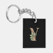 Elegant Botanische monogram Gold Letter Y Sleutelhanger (Voorkant Links)