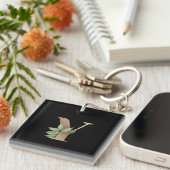 Elegant Botanische monogram Gold Letter Y Sleutelhanger (Voorkant Rechts)