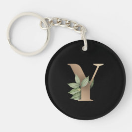 Elegant Botanische monogram Gold Letter Y Sleutelhanger