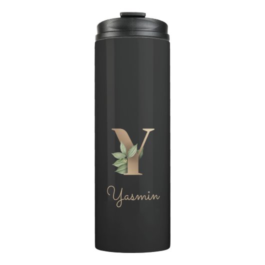 Elegant Botanische monogram Gold Letter Y Thermosbeker (Voorkant)
