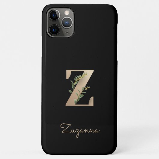 Elegant Botanische monogram Gold Letter Z Case-Mate iPhone Case (Achterkant)