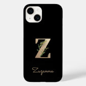 Elegant Botanische monogram Gold Letter Z Case-Mate iPhone Case (Achterkant)