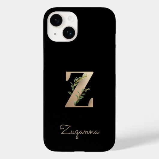 Elegant Botanische monogram Gold Letter Z Case-Mate iPhone Case (Achterkant)