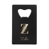 Elegant Botanische monogram Gold Letter Z Creditkaart Flessenopener (Voorkant)