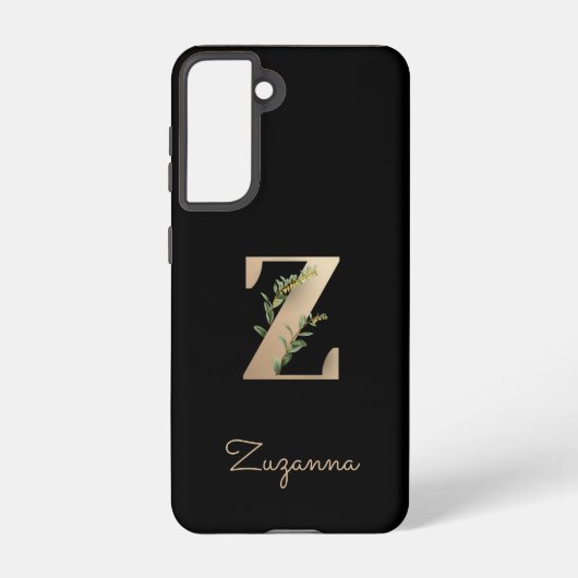 Elegant Botanische monogram Gold Letter Z Samsung Galaxy Hoesje (Achterkant)