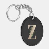 Elegant Botanische monogram Gold Letter Z Sleutelhanger (Voorkant Links)
