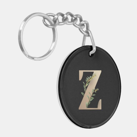 Elegant Botanische monogram Gold Letter Z Sleutelhanger (Voorkant Links)