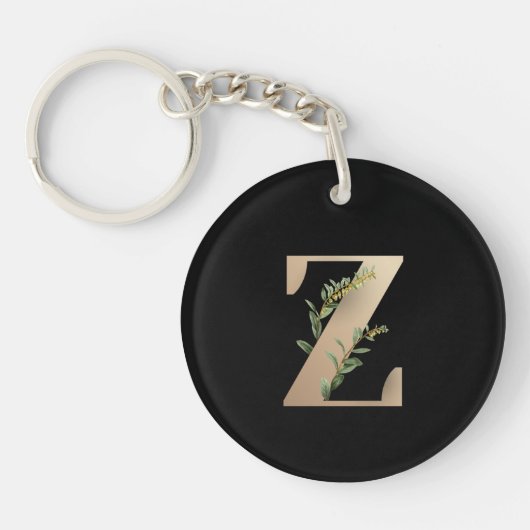 Elegant Botanische monogram Gold Letter Z Sleutelhanger (Voorkant)