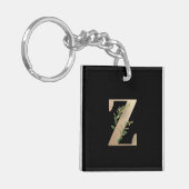 Elegant Botanische monogram Gold Letter Z Sleutelhanger (Voorkant Links)