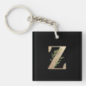 Elegant Botanische monogram Gold Letter Z Sleutelhanger (Voorkant)