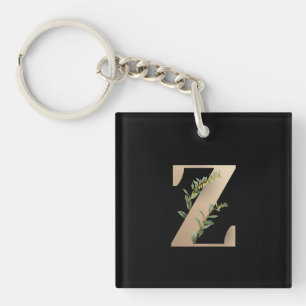 Elegant Botanische monogram Gold Letter Z Sleutelhanger