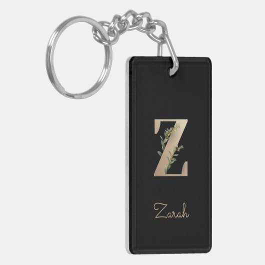 Elegant Botanische monogram Gold Letter Z Sleutelhanger (Voorkant Links)