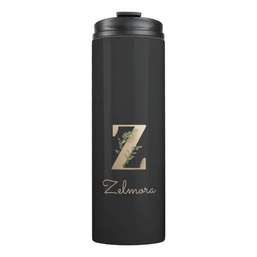 Elegant Botanische monogram Gold Letter Z Thermosbeker (Voorkant)