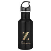 Elegant Botanische monogram Gold Letter Z Waterfles (Voorkant)