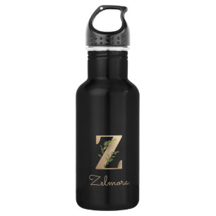 Elegant Botanische monogram Gold Letter Z Waterfles