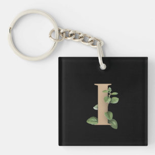 Elegant botanische monogram letter I Sleutelhanger