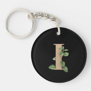 Elegant botanische monogram letter I Sleutelhanger