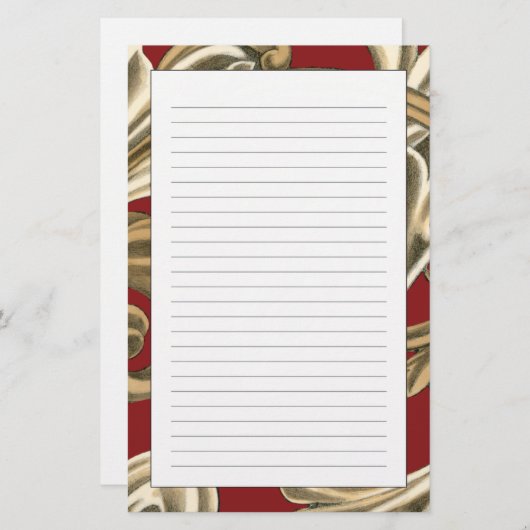 Elegant botanische motif met tangebloed briefpapier (Voorkant / Achterkant)