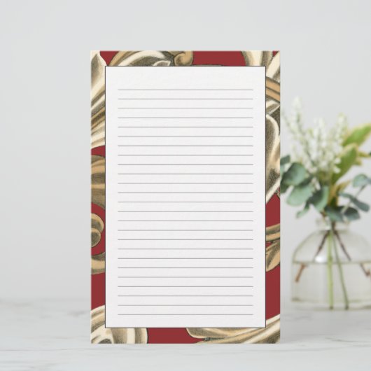 Elegant botanische motif met tangebloed briefpapier (Staand voorkant)