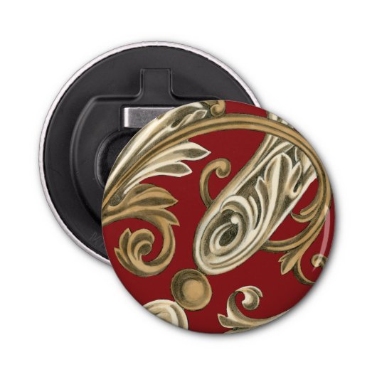 Elegant botanische motif met tangebloed button flesopener (Voorkant)