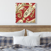 Elegant botanische motif met tangebloed canvas afdruk (Insitu (Slaapkamer))